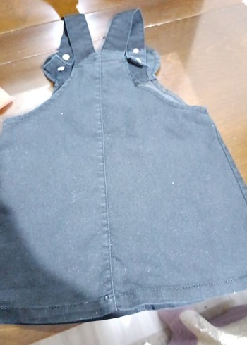 12-18 Ay Beden Kız Çocuk Gri Denim Askılı Elbise