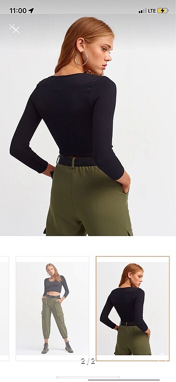 Dilvin Dilvin havuz yaka uzun kollu crop top
