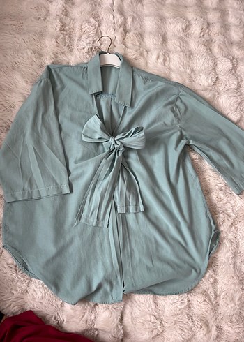 Bohem Tarzı Bağcıklı Camel Midi gömlek - Görsel 4