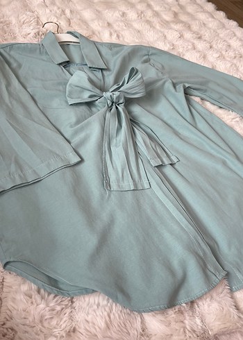 Bohem Tarzı Bağcıklı Camel Midi gömlek - Görsel 2