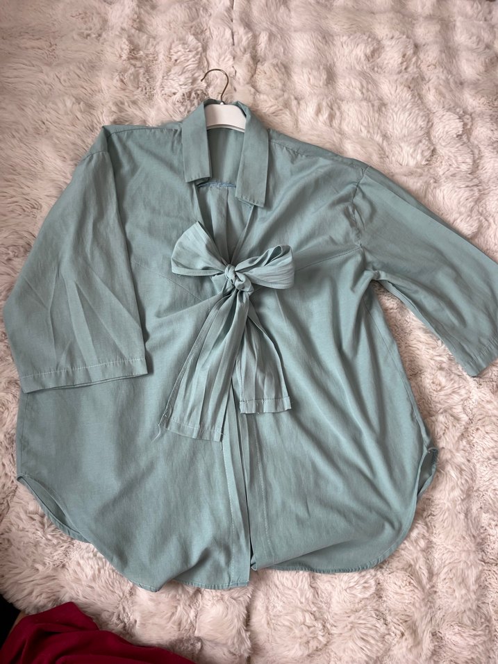 Bohem Tarzı Bağcıklı Camel Midi gömlek - Görsel 4