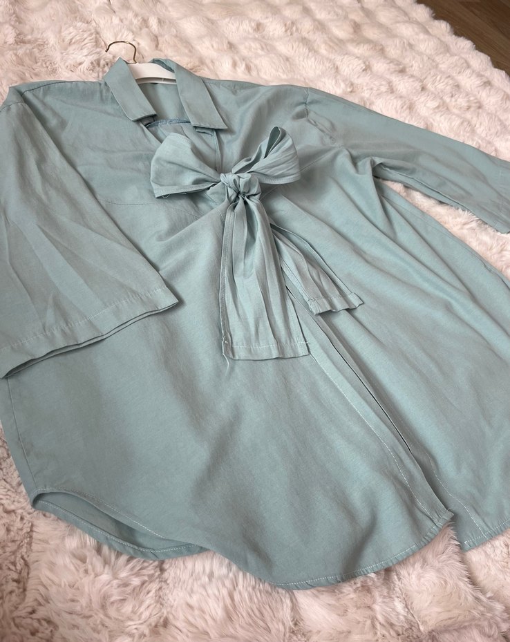 Bohem Tarzı Bağcıklı Camel Midi gömlek - Görsel 2