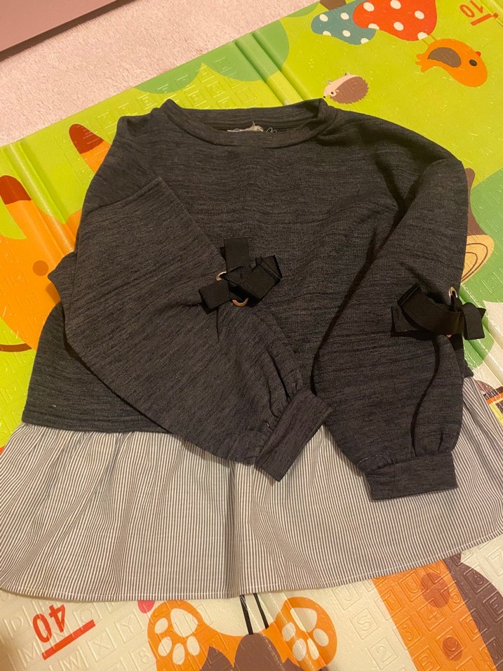 Kız Çocuk Gri Uzun Kollu Fırfırlı Kazak - Görsel 2