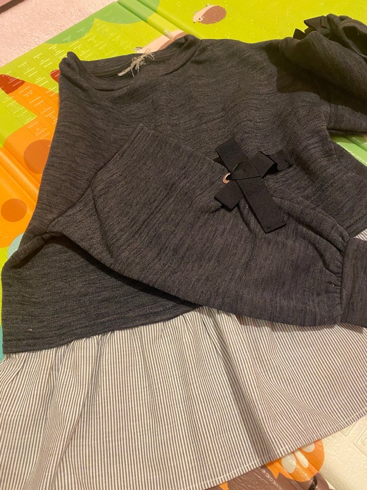 Kız Çocuk Gri Uzun Kollu Fırfırlı Kazak - Görsel 3