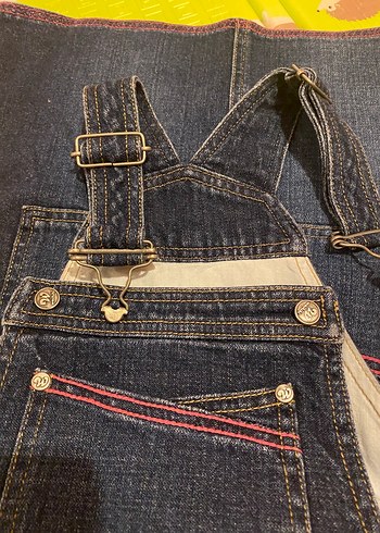 Nakışlı Koyu Renkli Kız Kot Salopet - Görsel 4