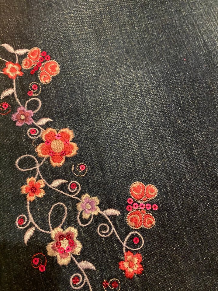 Nakışlı Koyu Renkli Kız Kot Salopet - Görsel 3