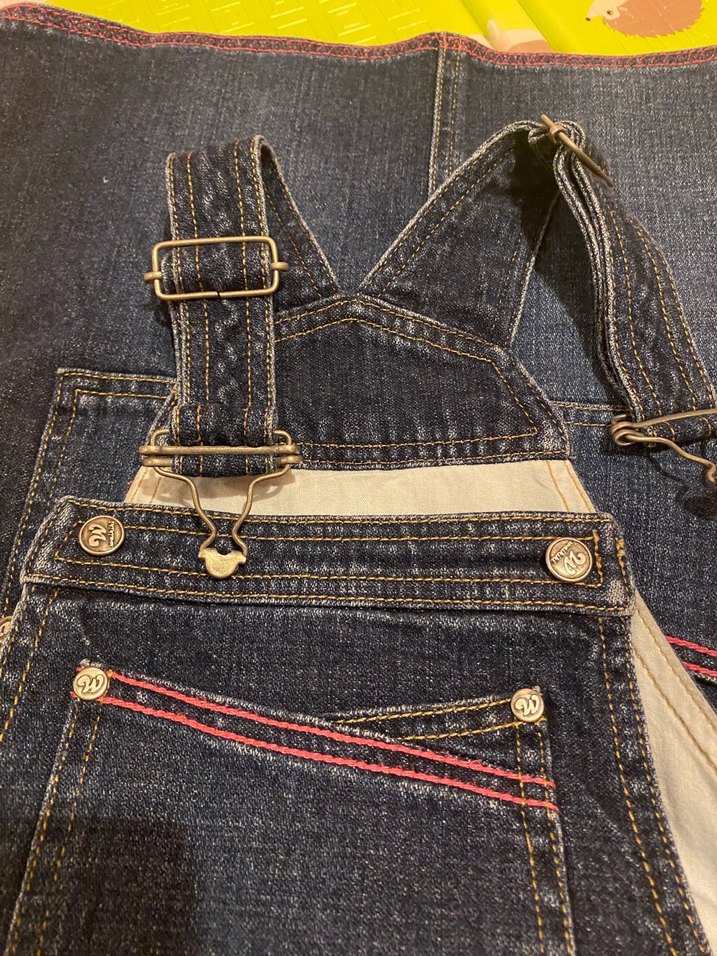 Nakışlı Koyu Renkli Kız Kot Salopet - Görsel 4