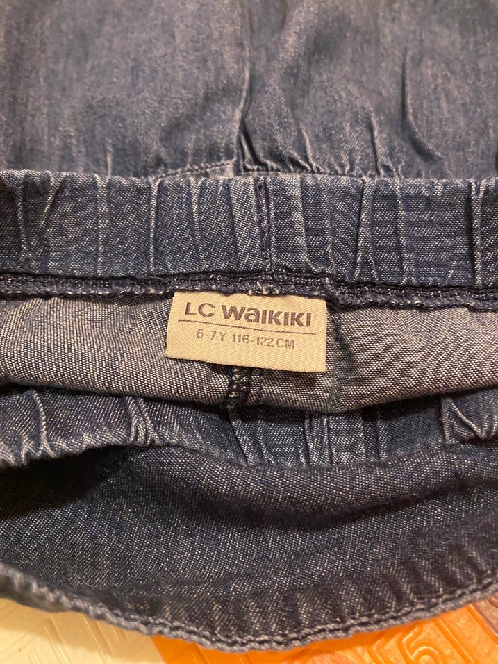 Kız Çocuk Mavi Denim Pilili şort Etek - Görsel 3