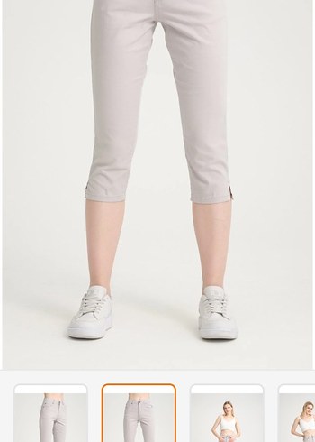 Yüksek beden klasik likralı keten büyük beden Kapri - Görsel 4