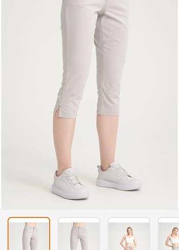 Yüksek beden klasik likralı keten büyük beden Kapri - Görsel 3