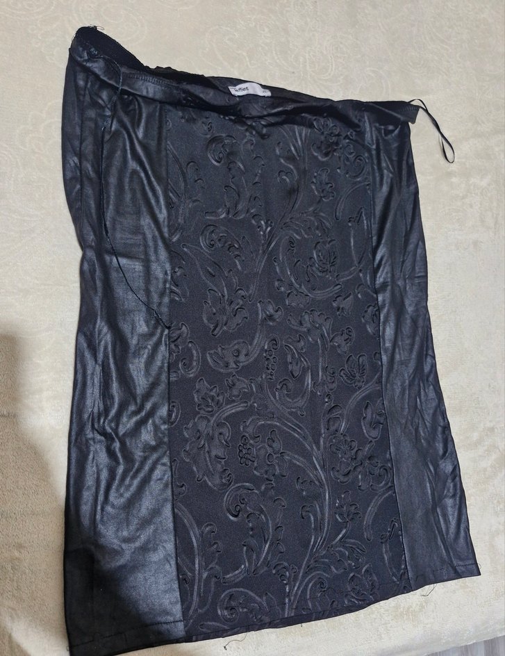 Drapeli Siyah Midi Derili Etek - Görsel 2