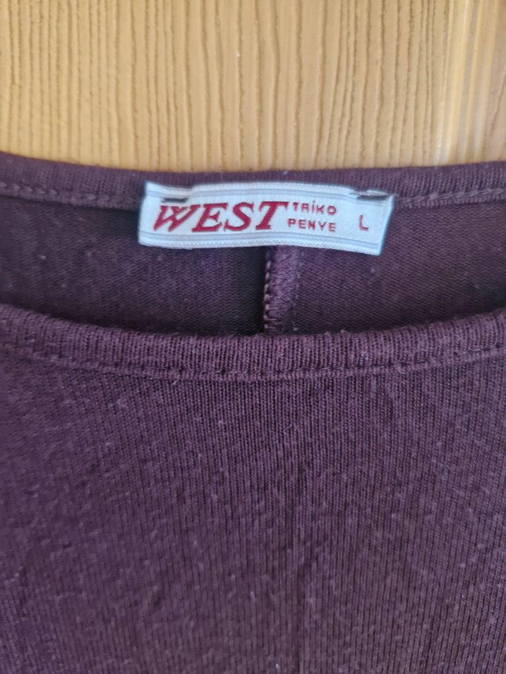 Bordo Uzun Kollu  Bluz - Görsel 3