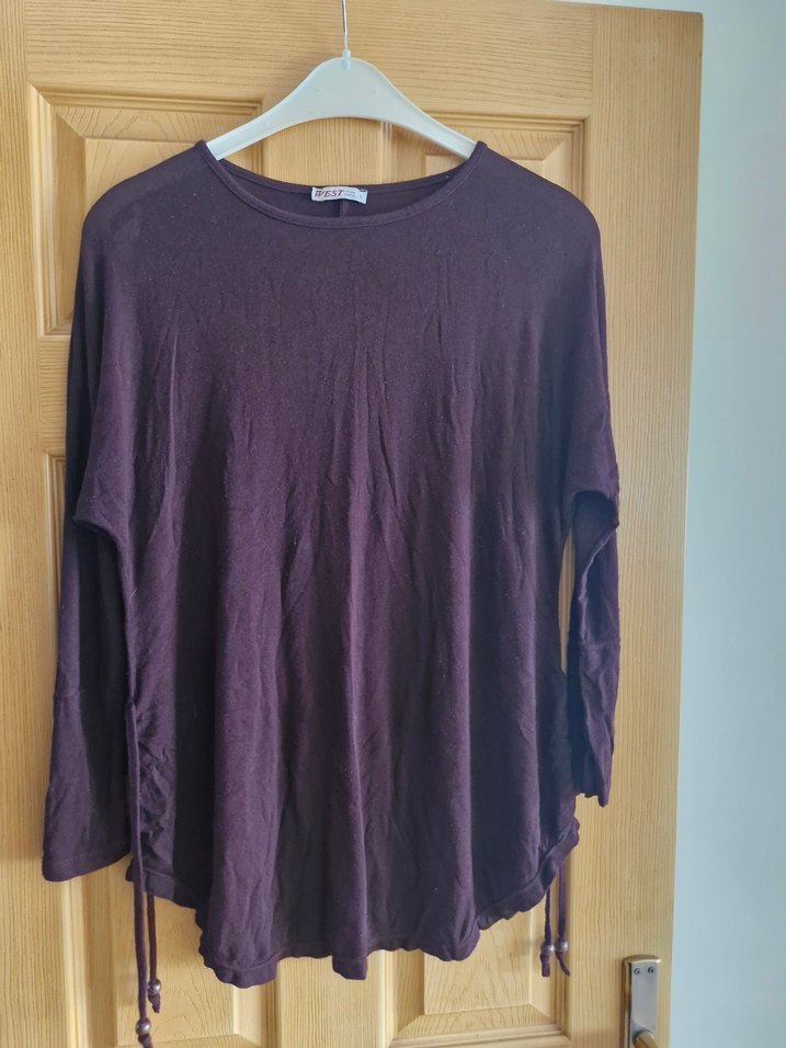 Bordo Uzun Kollu  Bluz - Görsel 4