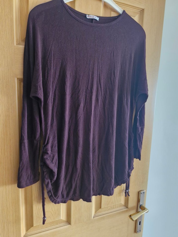 Bordo Uzun Kollu  Bluz - Görsel 2