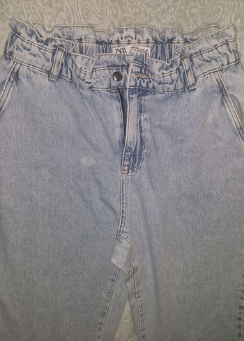 Düğmeli Mavi Midi Kadın Kot Pantolon - Görsel 2