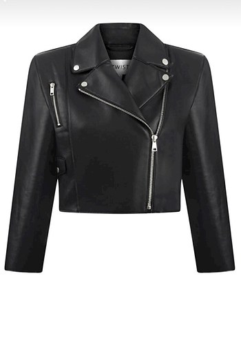Twist Siyah Deri  Biker Ceket - Görsel 3