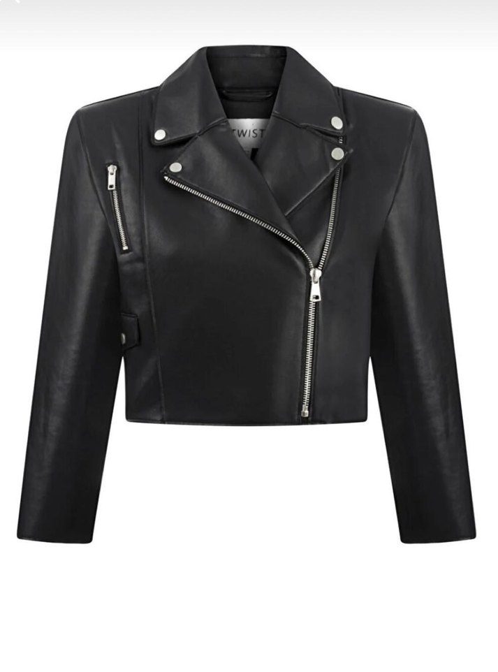 Twist Siyah Deri  Biker Ceket - Görsel 3