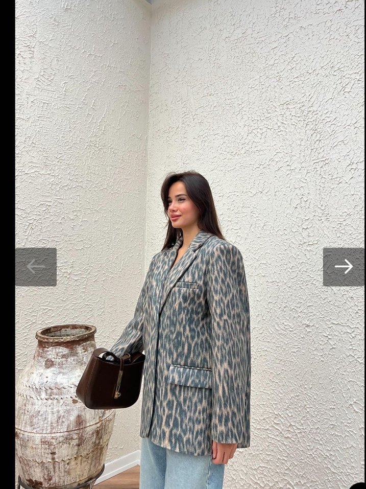 Leopar blazer ceket - Görsel 2
