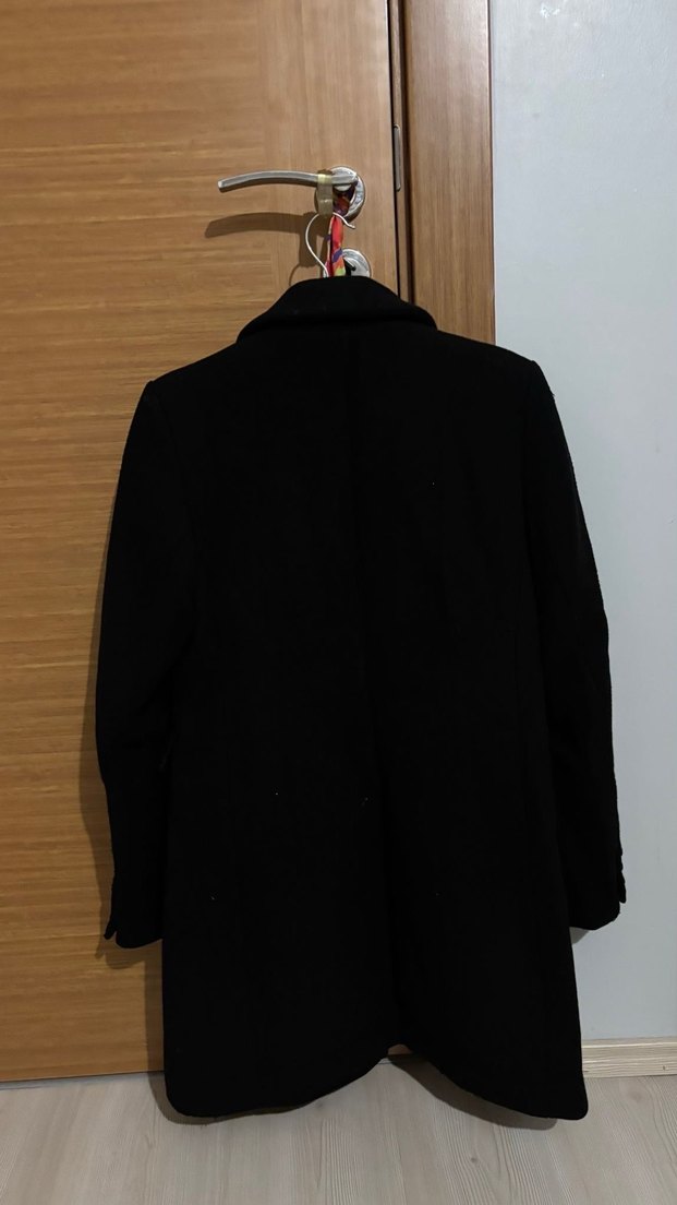 Stradivarius Siyah Çift Düğmeli Kaban - Görsel 2