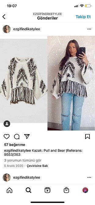 Pull and bear püsküllü kazak