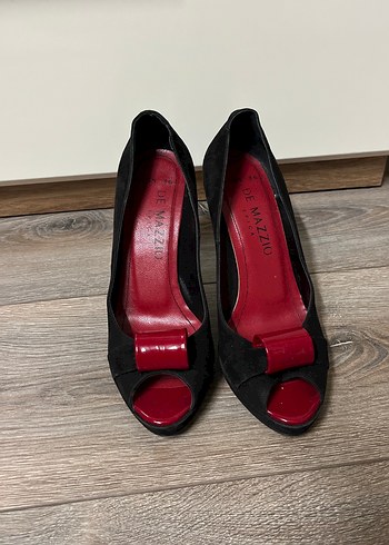 Süet burnu açık topuklu ayakkabı - Görsel 4