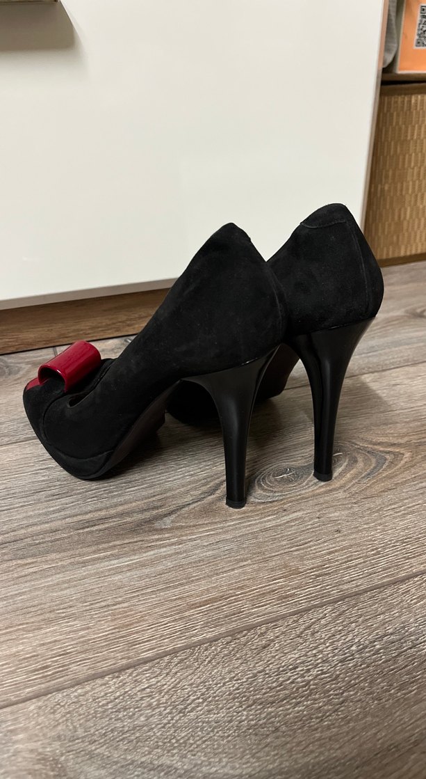 Süet burnu açık topuklu ayakkabı - Görsel 3