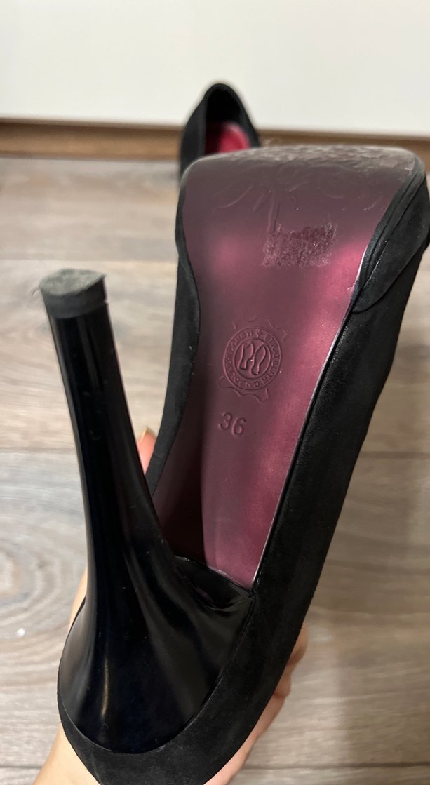 Süet burnu açık topuklu ayakkabı - Görsel 5