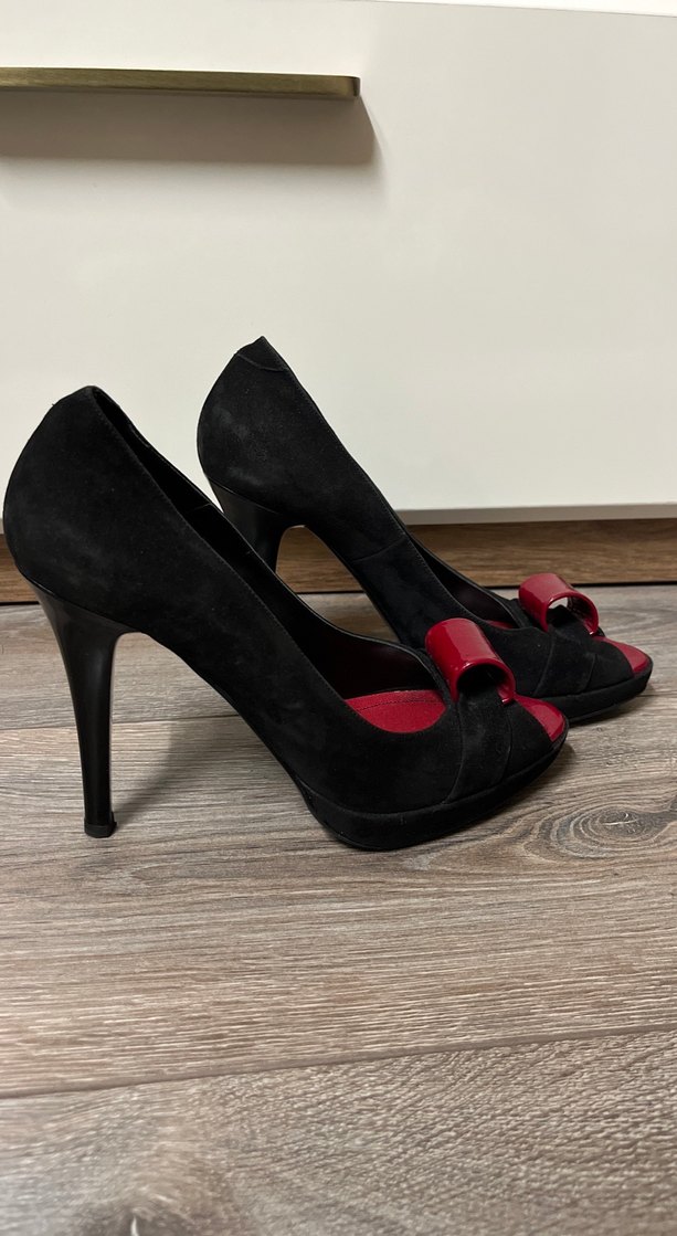 Süet burnu açık topuklu ayakkabı - Görsel 2