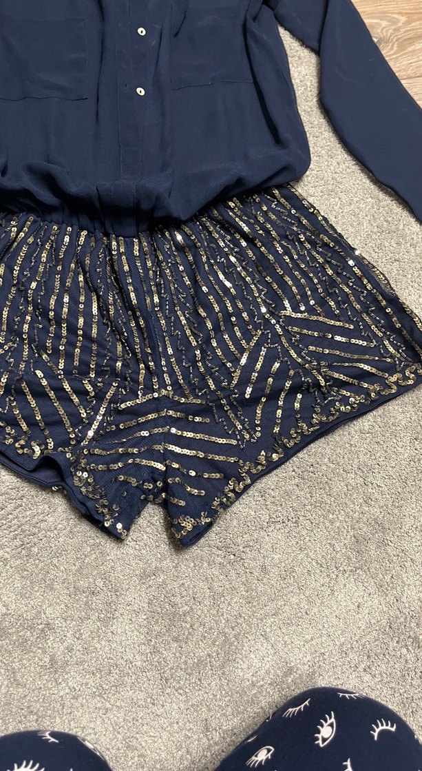 Lacivert transpan Mini şortlu Tulum - Görsel 2