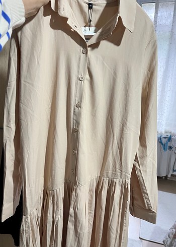 Bej Kadın Uzun Elbise - Görsel 5