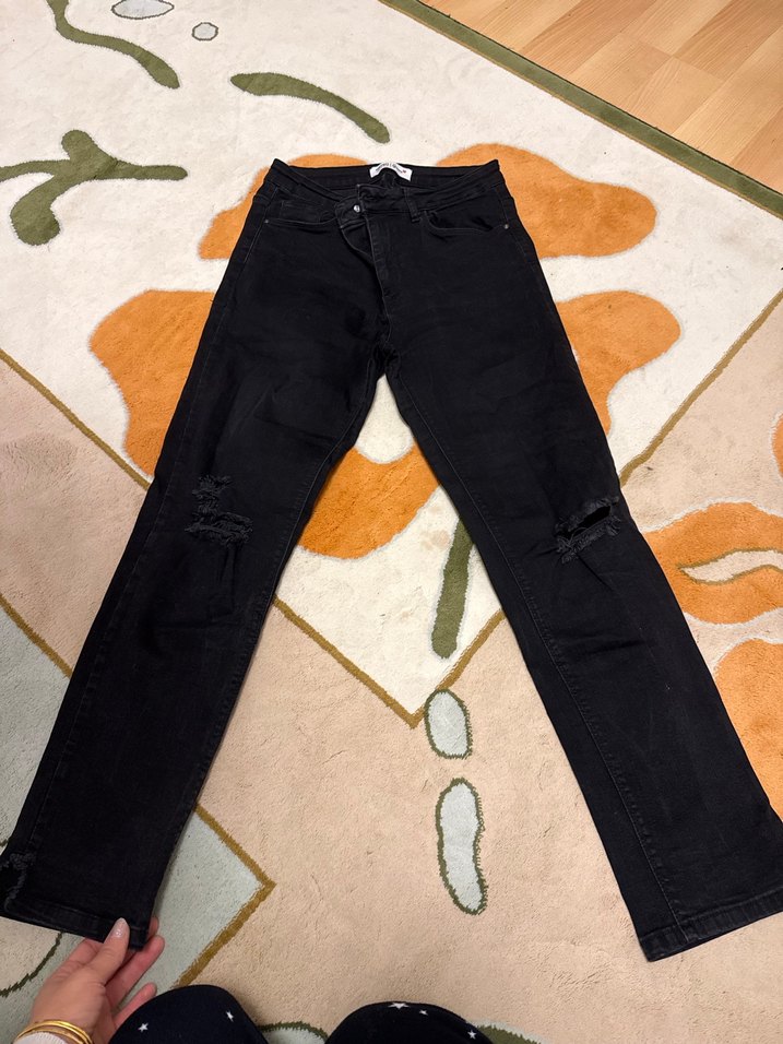 Siyah Kadın Jean, Velcro Kapamalı - Görsel 2