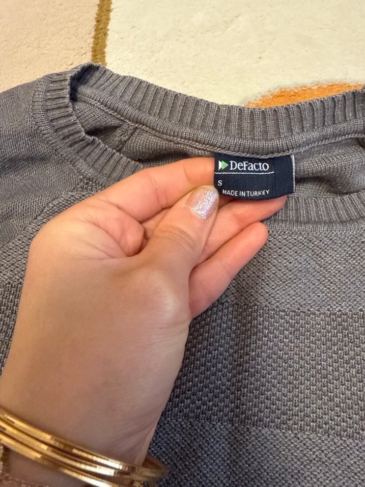 Gri Erkek Triko Bisiklet Yaka Kazak - Görsel 2