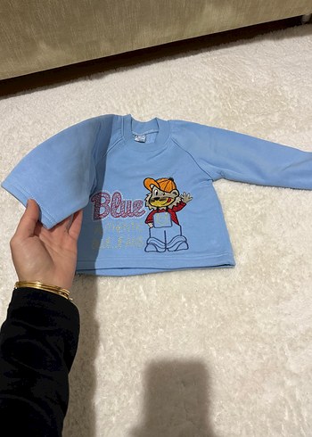 Erkek Çocuk Mavi Baskılı Sweatshirt - Görsel 2