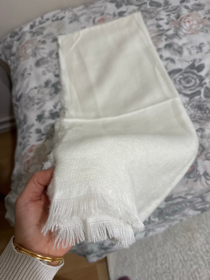 Kadın Beyaz Bohem Drape Şal - Görsel 2