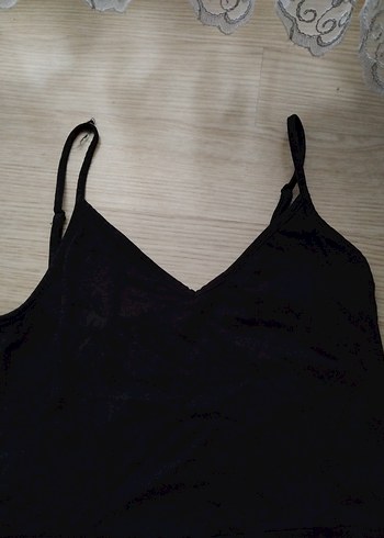 H&M Siyah V Yaka İnce Askılı Midi Elbise