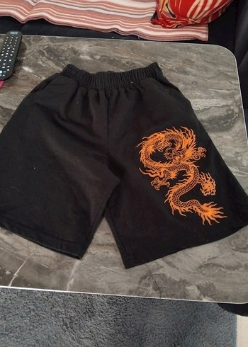 Desenli Siyah  Şort - Görsel 3