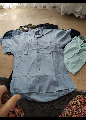 iş kıyafeti Kısa Kollu Denim Erkek Gömlek - Görsel 5