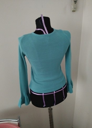 Turkuaz Kadın Triko Dar Kesim Kazak - Görsel 4