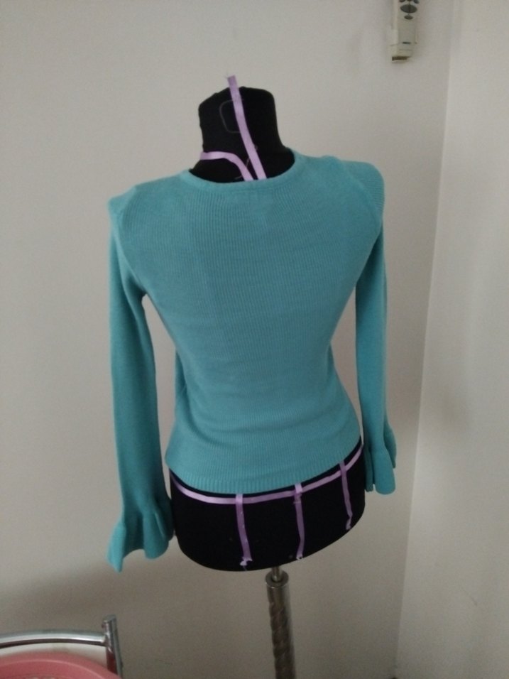 Turkuaz Kadın Triko Dar Kesim Kazak - Görsel 4