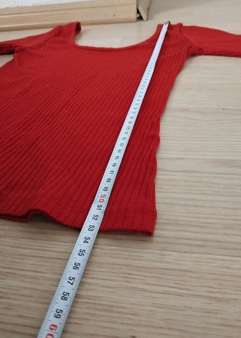 Kadın Kırmızı Dar Kesim Triko Bluz - Görsel 8