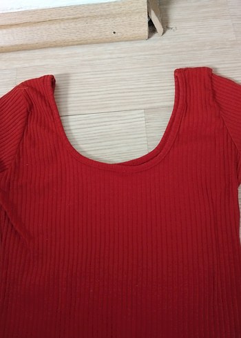 Kadın Kırmızı Dar Kesim Triko Bluz - Görsel 5