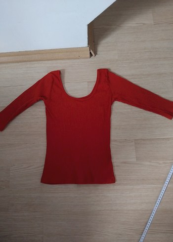 Kadın Kırmızı Dar Kesim Triko Bluz - Görsel 4