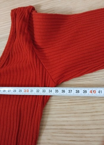 Kadın Kırmızı Dar Kesim Triko Bluz - Görsel 6