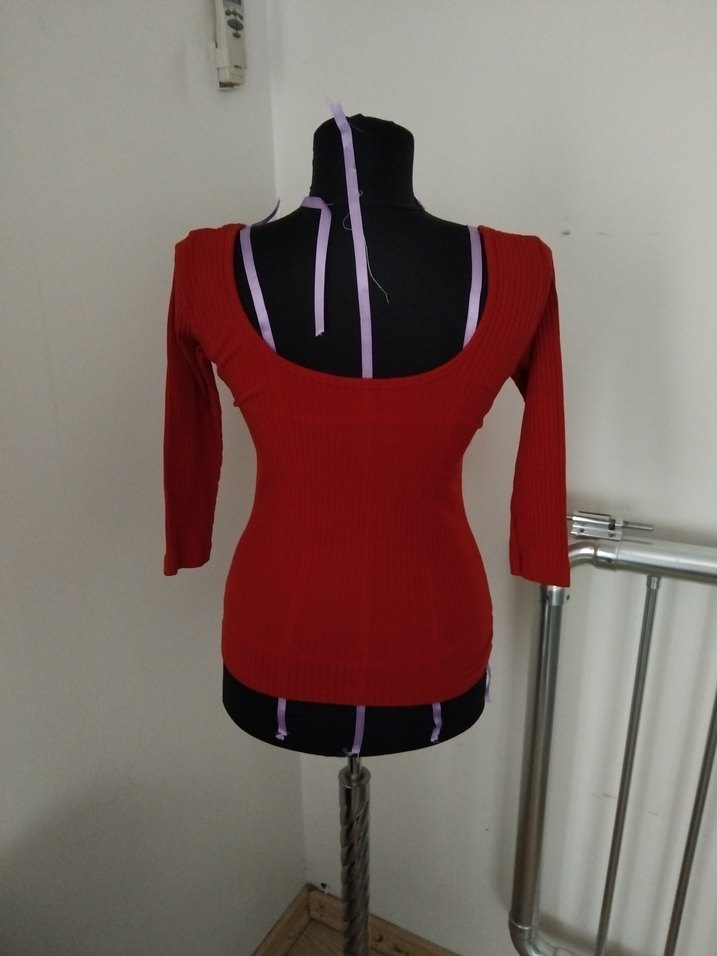 Kadın Kırmızı Dar Kesim Triko Bluz - Görsel 3