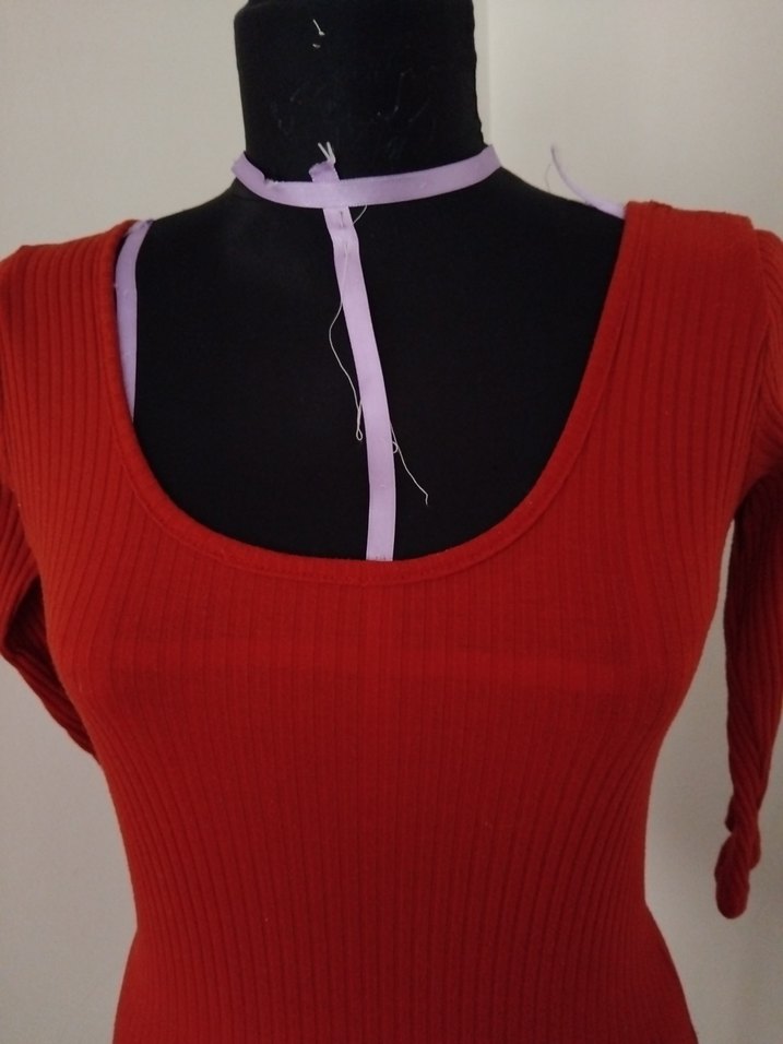 Kadın Kırmızı Dar Kesim Triko Bluz - Görsel 2