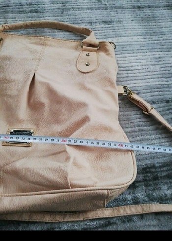 Bej Deri Kadın Omuz Çantası - Görsel 8