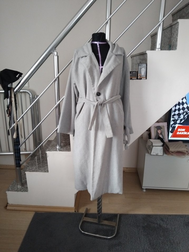 Gri Kuşaklı Uzun Kaban - Görsel 3