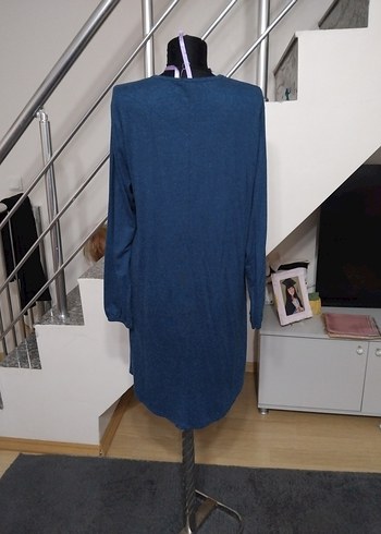 Uzun Kollu Bohem Örme Denim Tunik - Görsel 4