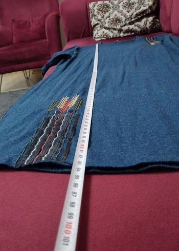 Uzun Kollu Bohem Örme Denim Tunik - Görsel 5