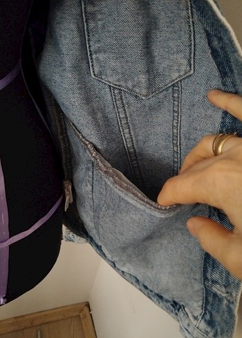 Düğmeli Bol Kesim Mavi Denim Ceket - Görsel 4